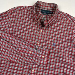 Ralph Lauren EUC Button Down Shirt Men's XL Red Plaid Custom Fit Cotton